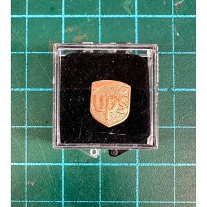 UPS Shield Logo Service Award Lapel Pin Bronze Tone Collectible with Case
